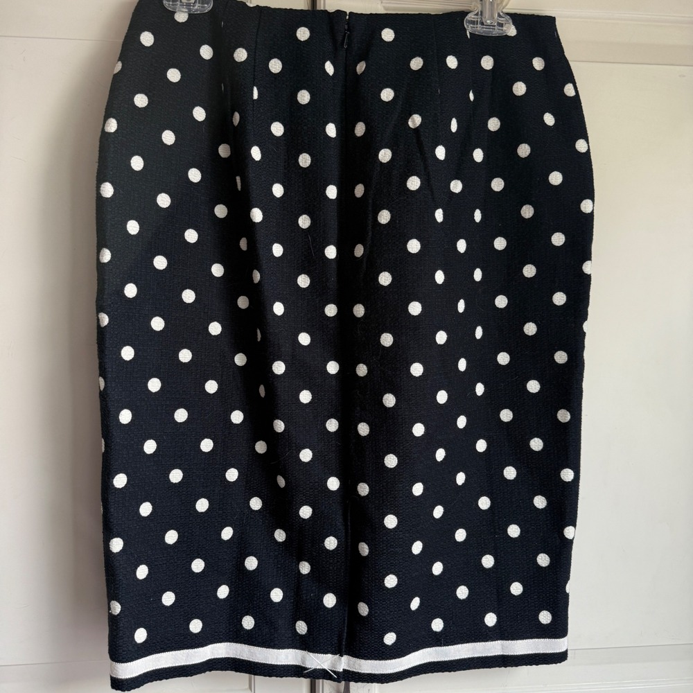 Talbots Womens Skirt Size 4 Black White Polka Dot Pockets Career Work